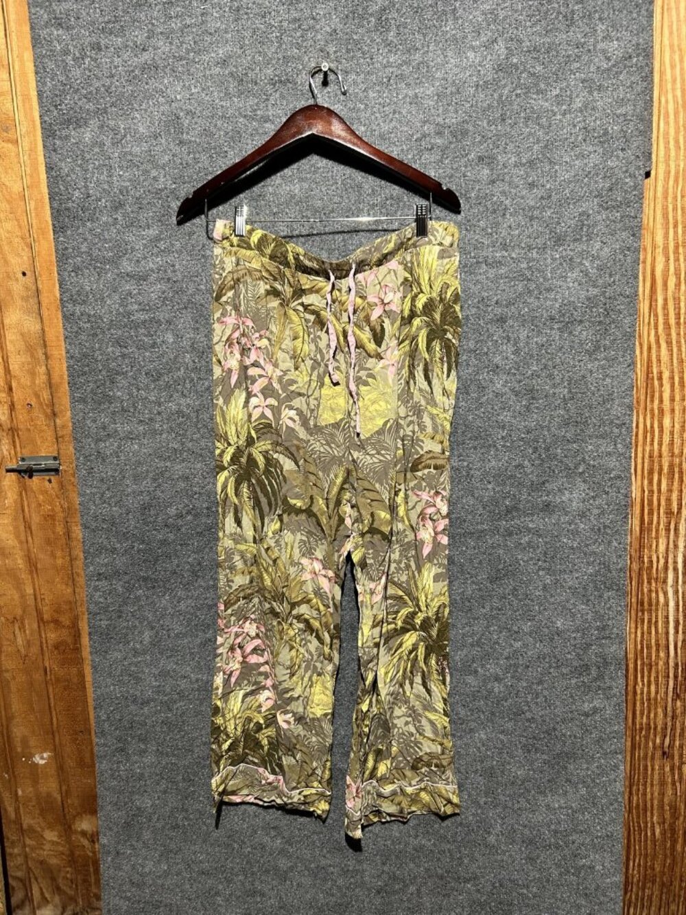 Tommy Bahama Pajama Pants Womens Large Green Floral Tropical Sleepwear Lounge